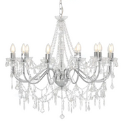 Lampadario con Perline Argento 12 Lampadine E14 cod mxl 52982