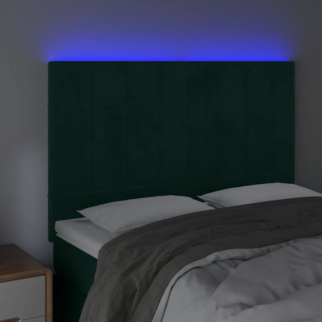 Testiera a LED Verde Scuro 144x5x118/128cm in Velluto 3122475