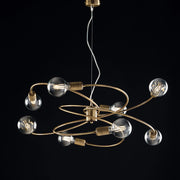 Sospensione Moderna 8 Luci Ferro Bronzo Spazzolato Serie Vortex