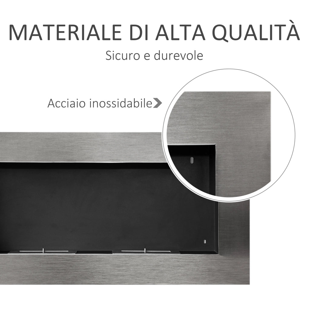 Camino a Bioetanolo da Parete ¨C zephmum ¨C Acciaio Inox 110x54x14cm