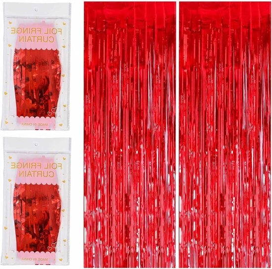 Set di 2 Tende con Frangia in Glitter per Decorazioni di Festa - Decorazioni di Sfondo - Tende in Foglio - Tende con Glitter per Feste di Compleanno - Matrimoni - Feste di Natale