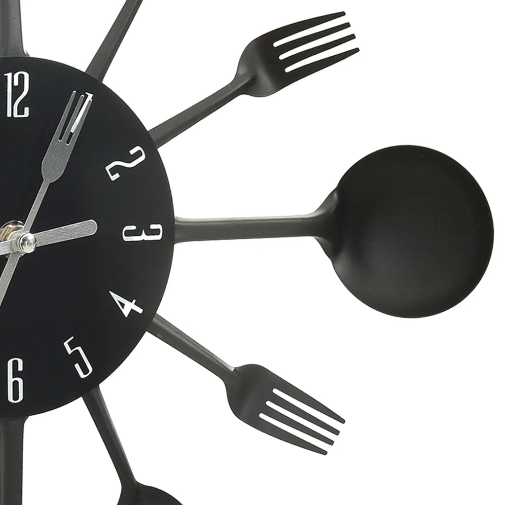 Orologio da Parete Cucchiaio e Forchetta Nero 40 cm Alluminio 325163