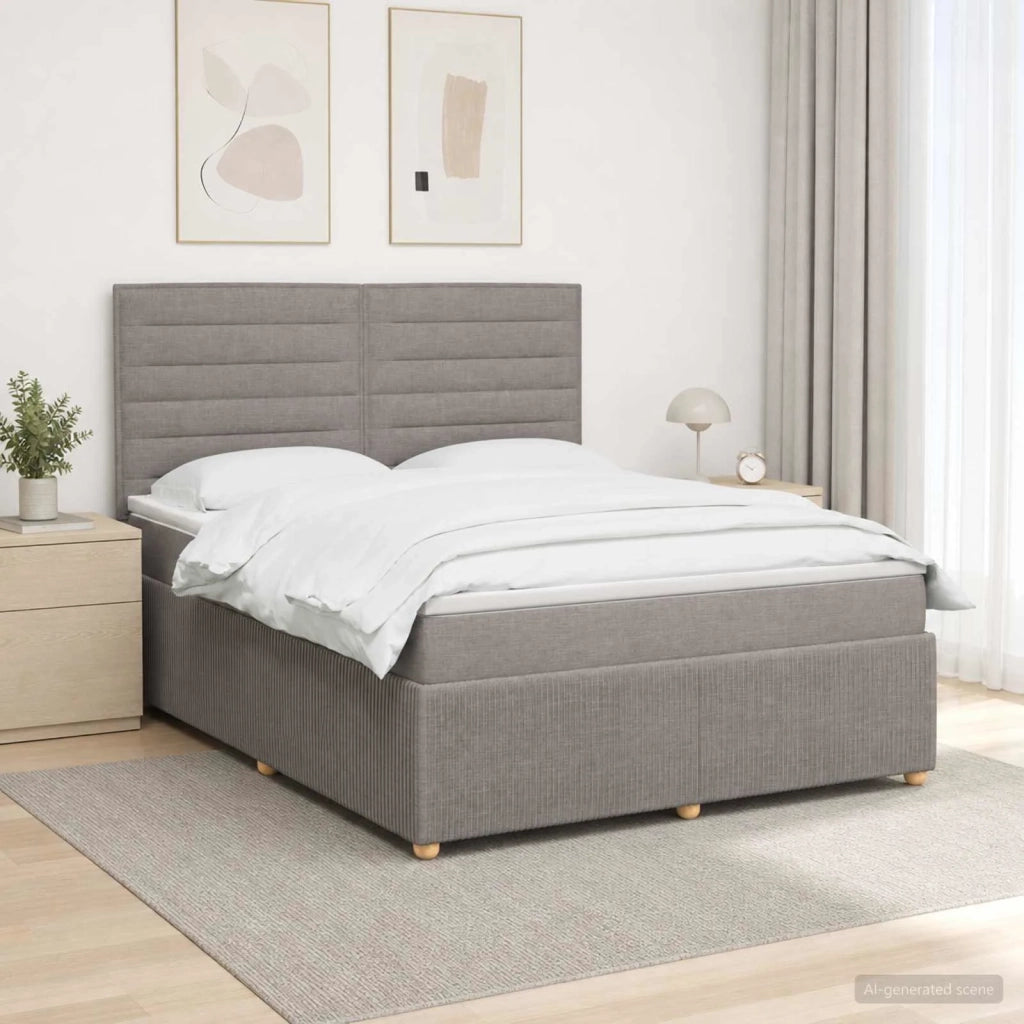 Letto box spring con materasso Tortora 140 x 200 cm Tessuto 3454407