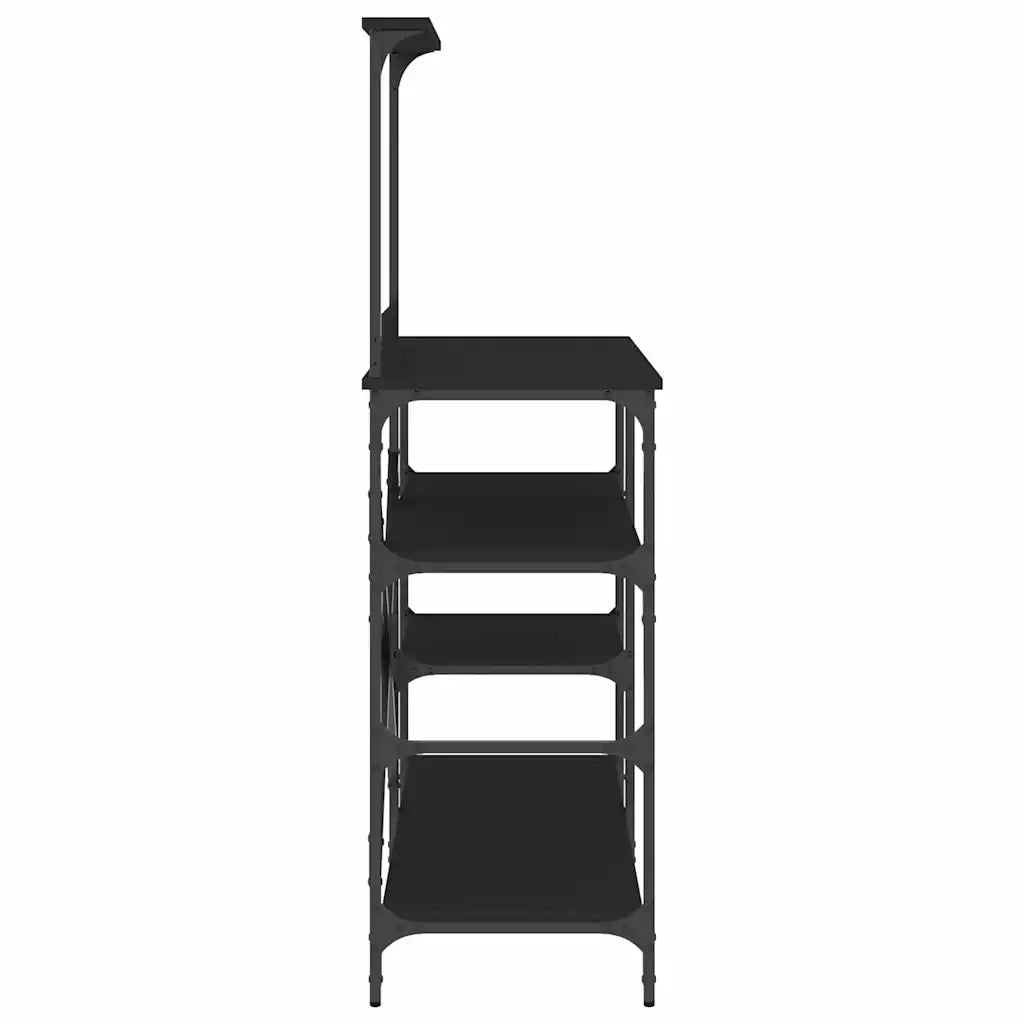 Mobile da Cucina Nero 90x40x132 cm Legno Multistrato e Metallo CFW2655546