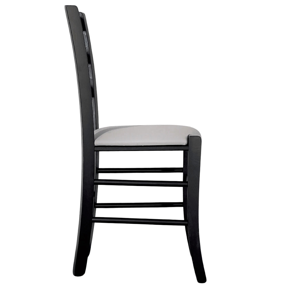 Sedia da sala da pranzo legno nero venezia con sedile imbottito grigio chiaro