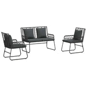 Set da Pranzo per Giardino 3 pz | Set Salotto da Giardino Nero e antracite polyrattan