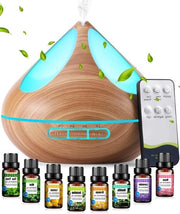 Set di Diffusore di Aromaterapia con 8 Oli Essenziali - Diffusore Ultrasuono Umidificatore - 2 Modalità di Nebulizzazione - Illuminazione a LED - 4 Timer per Grande Camera - 500 ML
