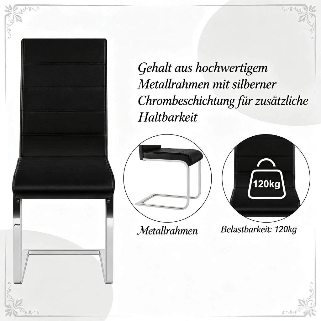 SEDIA Cantilever 40 x 100 x 51 cm PU Nero Set da 2 pezzi