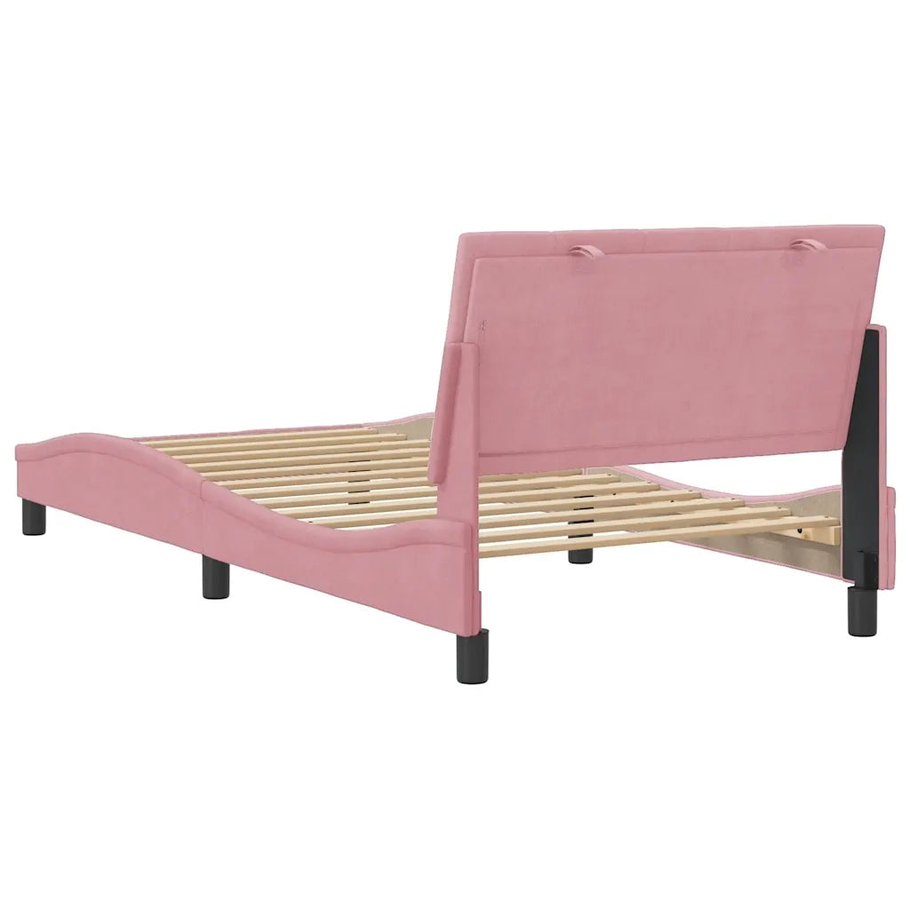 Giroletto senza Materasso-Struttura Letto Hanko Rosa 100x200 cm in Velluto