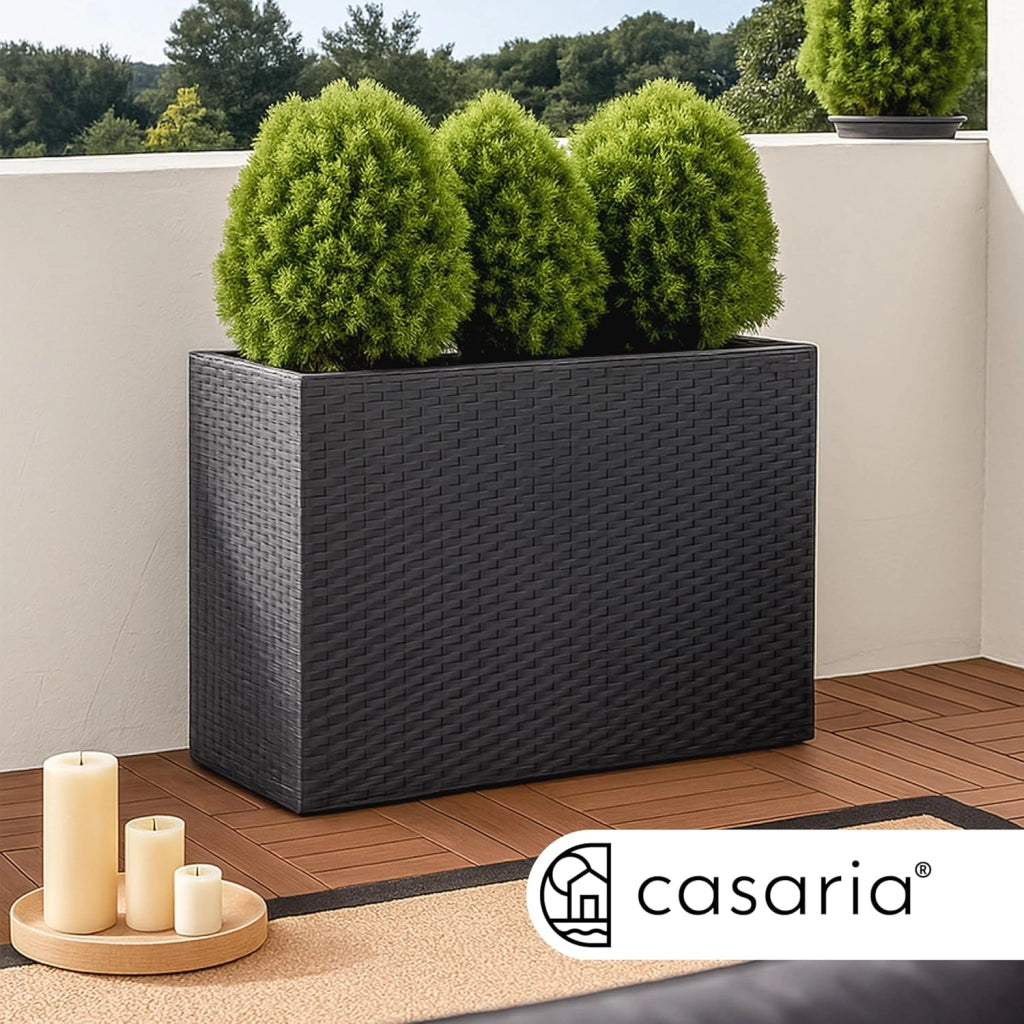 ® Fioriera 3 Vasi 83 x 30,5 x 60 cm Polyrattan Portafiori Giardino Esterno Interno Drenaggio Acqua Arredo Giardinaggio