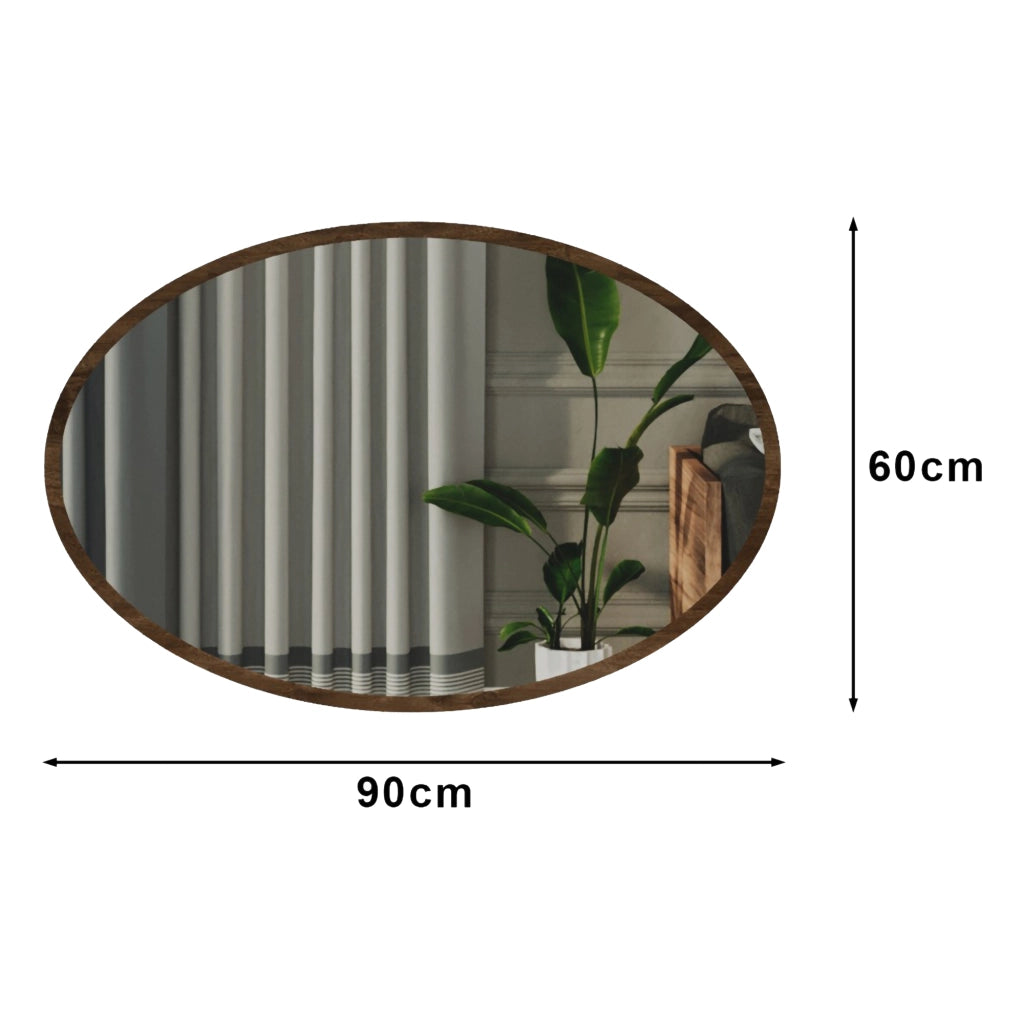 Trens, Specchio Forma Ovale, 60x90h cm Marrone Noce