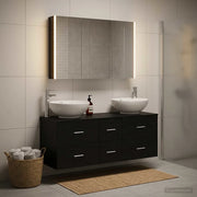 Set di mobili per il bagno 4 pcs Rovere Nero 3406984