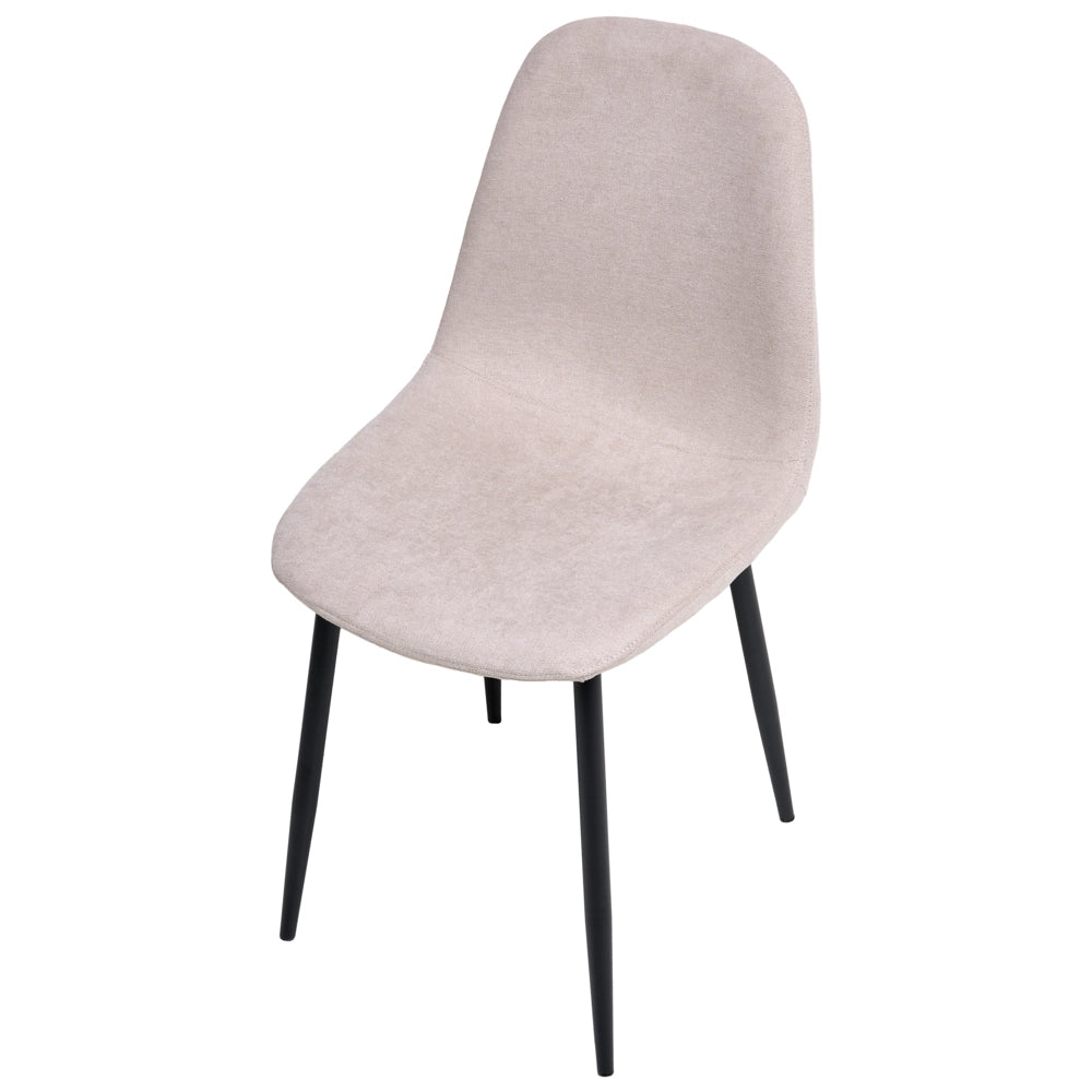 Set di 4 sedie da pranzo Beige Poliestere Tappezzato Ferro Gambe Nere Sala da pranzo senza braccioli