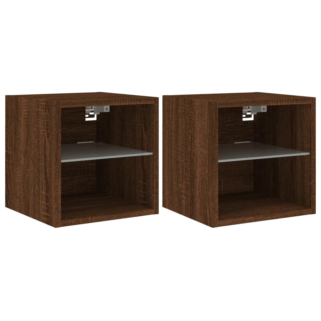 Mobili TV a Parete con Luci LED 2pz Rovere Marrone 30x28,5x30cmcod mxl 134100