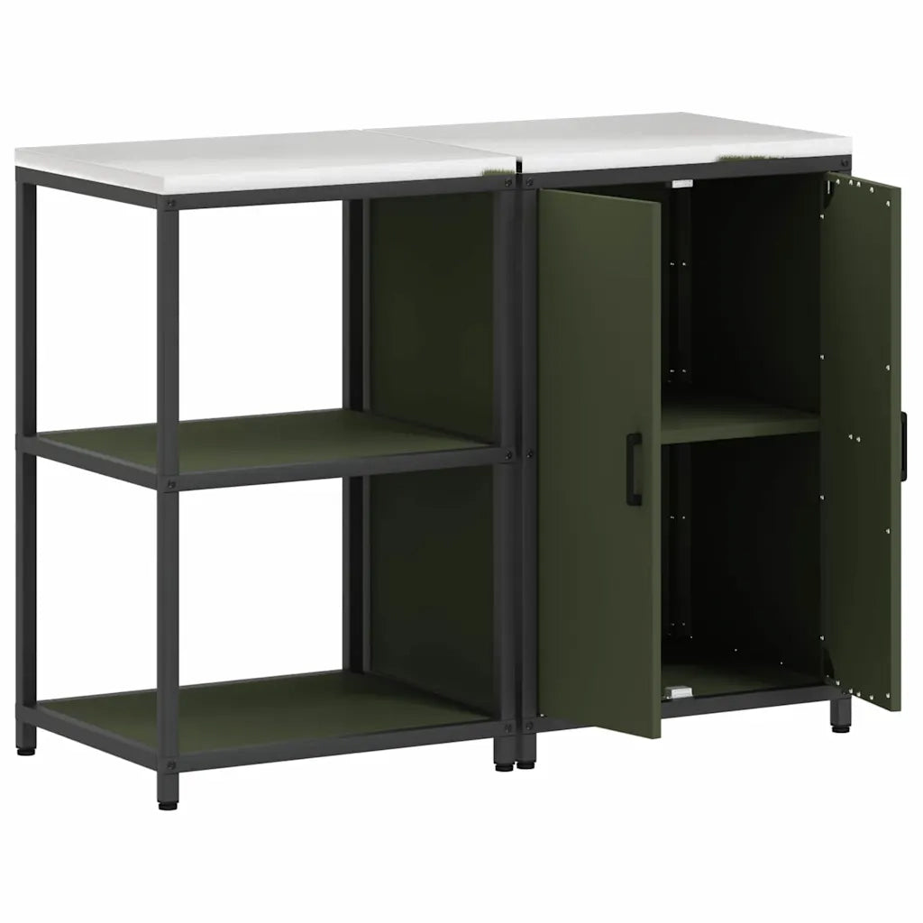 Set di Stoccaggio per Cucina con lo scaffale 2 pcs Verde oliva 3392690