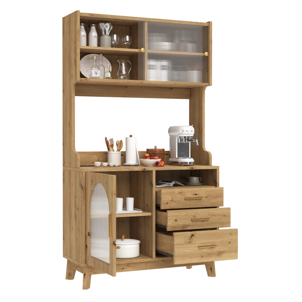 Credenza alta con frontale in acrilico, prese e USB