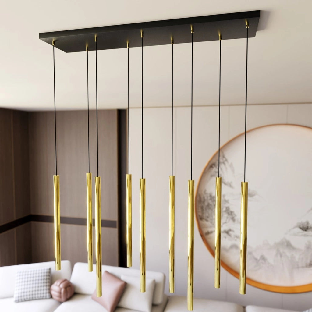 Lampada a sospensione Selter in acciaio nero e oro