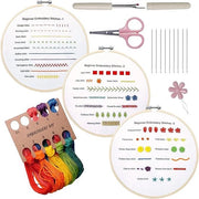 Set di prova per il bordato a tre pezzi – Apprendi 30 diverse tecniche di punti – Materiale per la pratica della maglia a mano per hobby e principianti