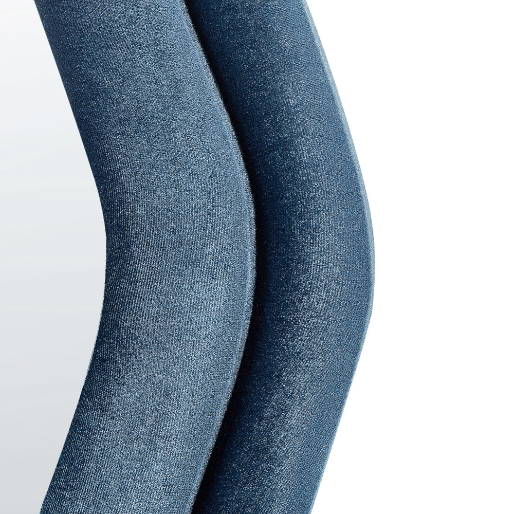 Specchio da parete blu con cornice in MDF, vetro 57 x 160 cm, forma irregolare, pezzo decorativo da parete, stile moderno.