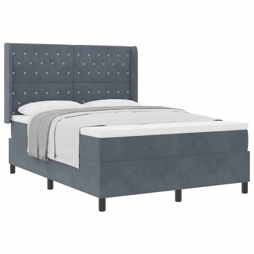 Letto a molle con materasso Grigio scuro 140 x 200 cm Velluto 3341955