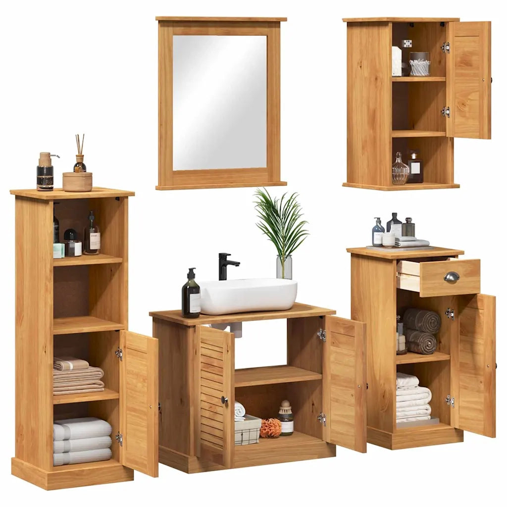 Set di mobili per il bagno con porta VIGO 5 pcs Marrone miele 3328547