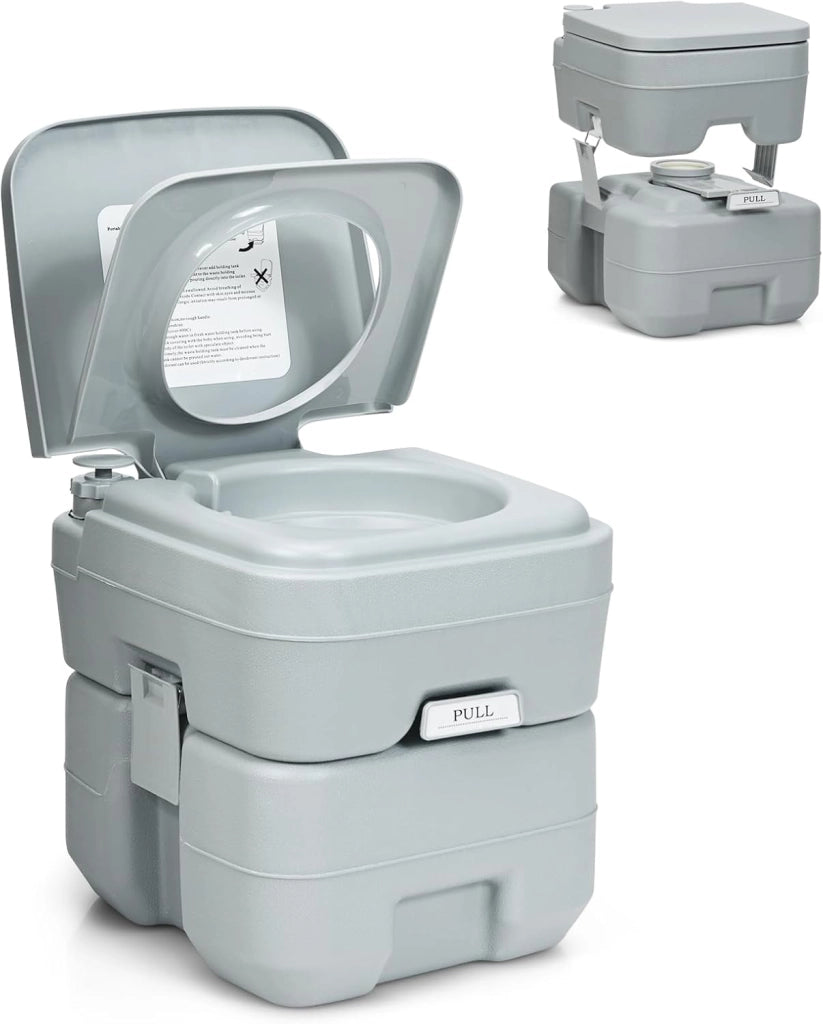 WC Portatile 20L, Bagno Chimico con 2 Serbatoi Rimovibili, Coperchio Anti-Odore, Maniglia, Carico Massimo 150 KG, Toilette Portatile per Campeggio, Viaggi, Auto, 36 X 42 X 43 CM (Verde)