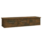 Mobiletto a muro moderno e pratico 88 x 26 x 18 cm con 3 cassetti decorativi in legno composito effetto rovere affumicato. Codice articolo: 02_0048129.