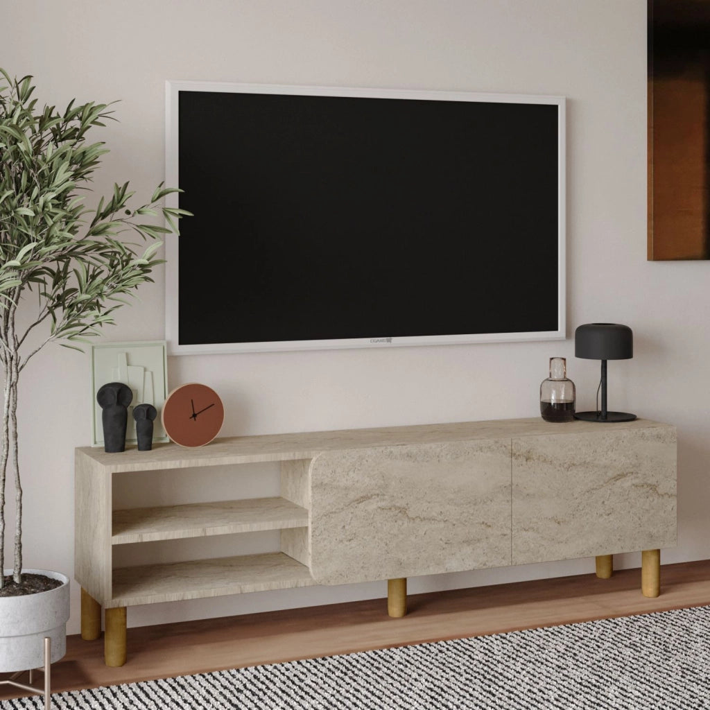 Porta TV in legno "River" - 150 x 31 x 48 cm - Travertino
