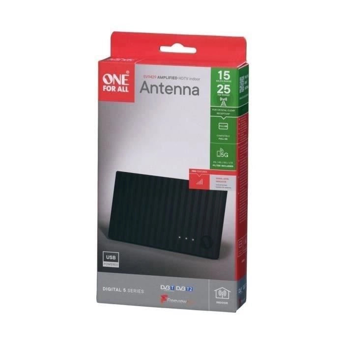 Antenna amplificata per interni - ONE FOR ALL - Con portata di ricezione di 25 km - Segnale di ricezione luminoso
