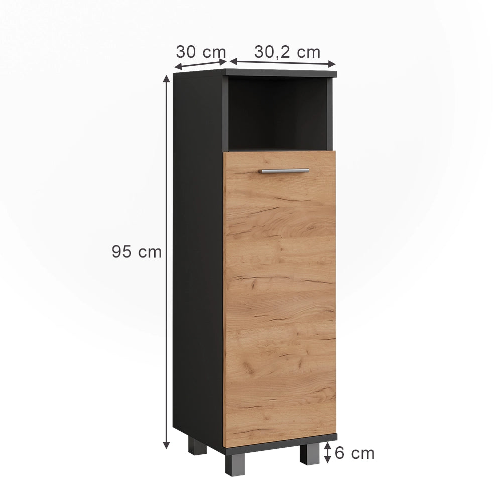 Vicco mobiletto bagno Antracite/quercia dorata 30.2 x 190 cm con 2 porte