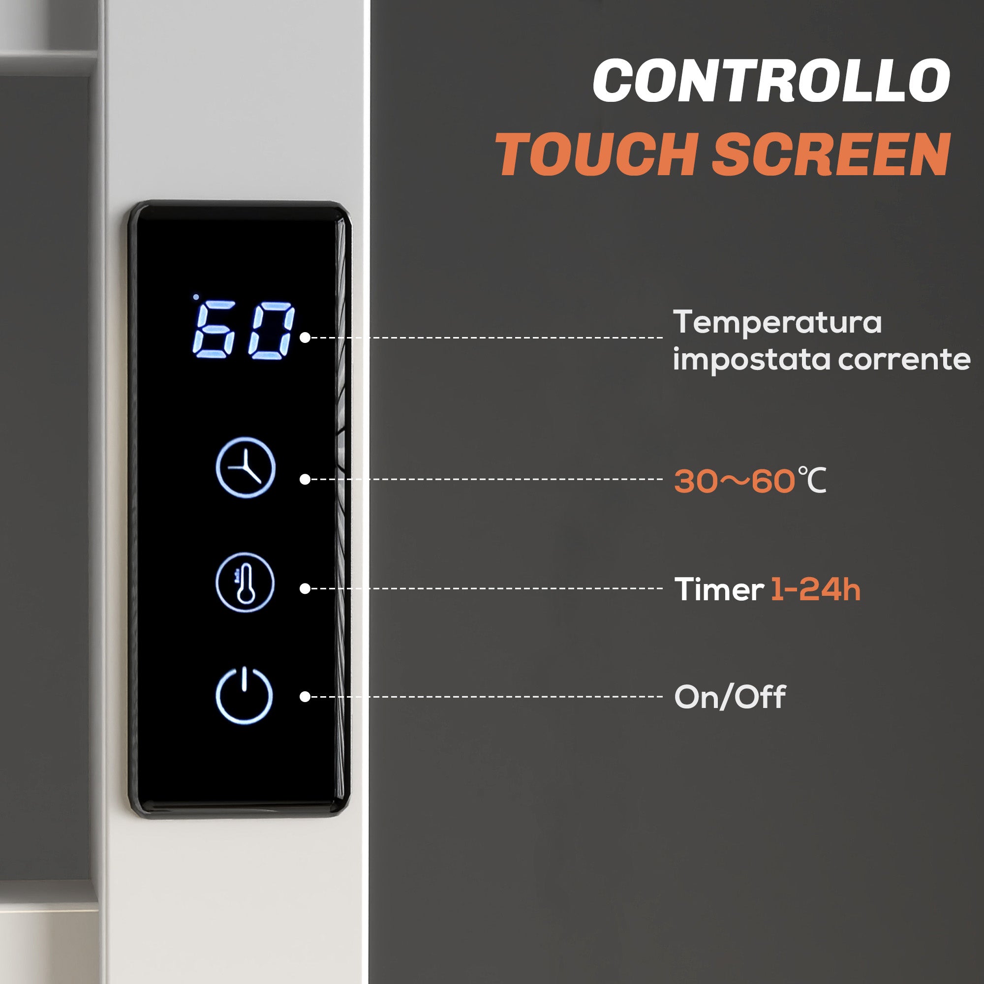 Scaldasalviette Elettrico Smart 45x11x80 cm a 10 Barre con Timer e Display LCD in Acciaio Inox Bianco
