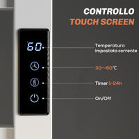 Scaldasalviette Elettrico Smart 45x11x80 cm a 10 Barre con Timer e Display LCD in Acciaio Inox Bianco