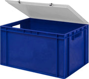 Design Eurobox Box di Stoccaggio, contenitore di archiviazione, scatola in plastica in 5 colori e 16 dimensioni, con coperchio trasparente (mat) (blu, 60 x 40 x 33 cm)
