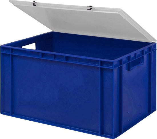 Design Eurobox Box di Stoccaggio, contenitore di archiviazione, scatola in plastica in 5 colori e 16 dimensioni, con coperchio trasparente (mat) (blu, 60 x 40 x 33 cm)
