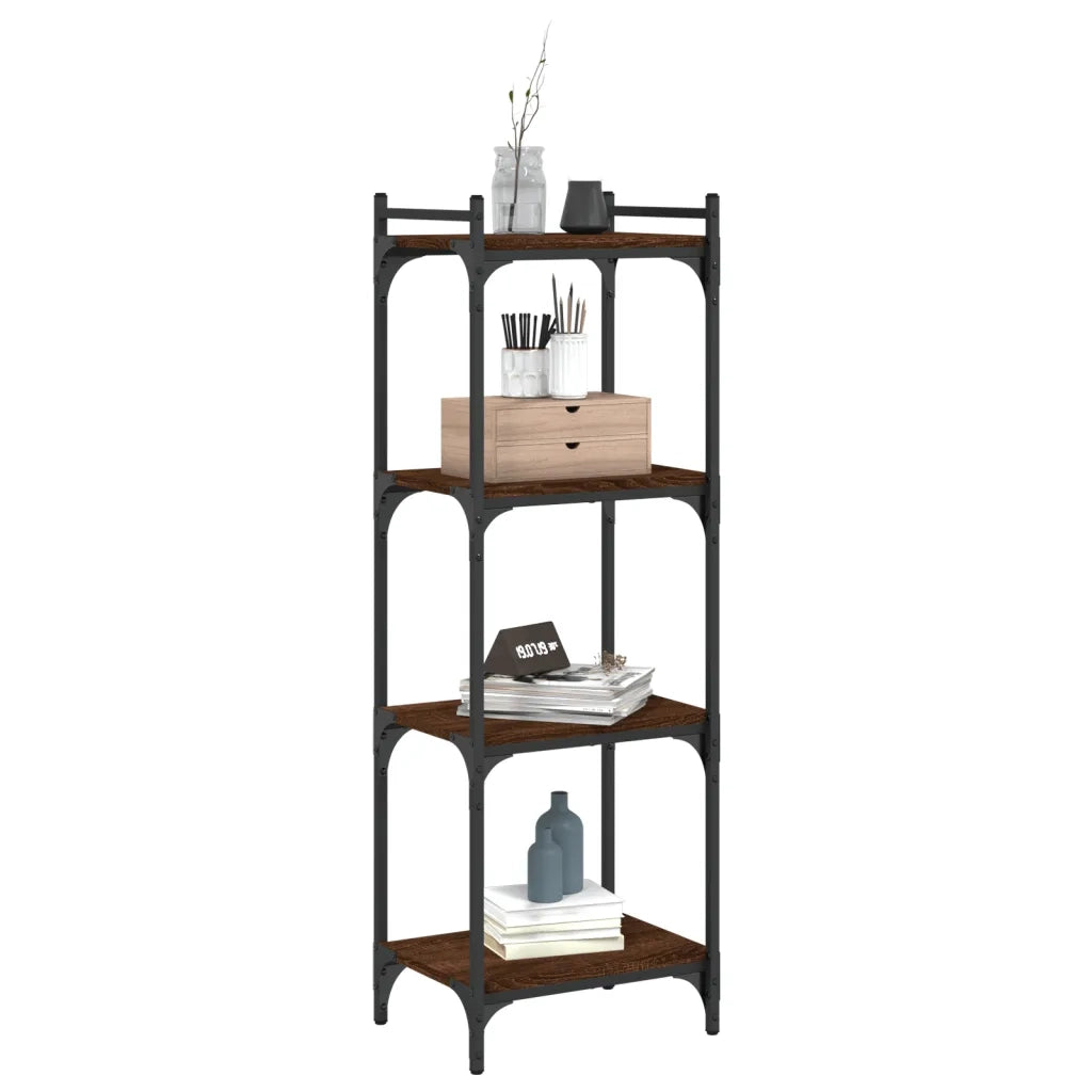 Libreria 4 Ripiani-Scaffale per Libri-Mobile di Stoccaggio Rovere Marrone 40x30x120cm Legno Multistrato
