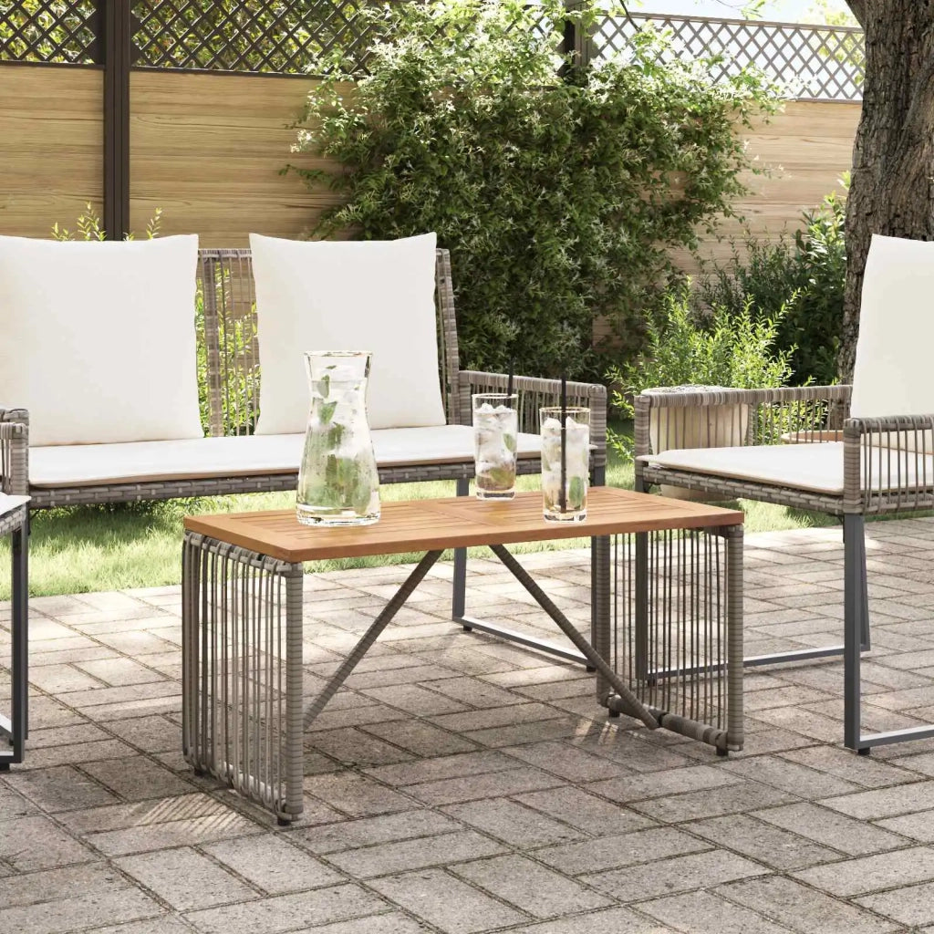 Tavolino da Giardino | Tavolo da Esterno Grigio e Marrone 80 x 40 x 40 cm polyrattan