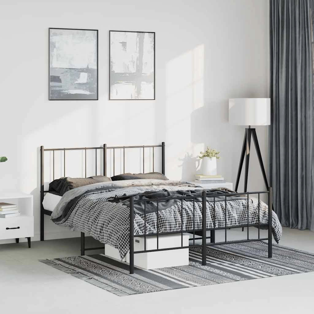 Giroletto con Testiera e Pediera Metallo Nero 135x190 cmcod mxl 129340