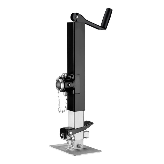 Piede stabilizzatore per rimorchi roulotte, max 900 kg, regolabile in altezza con manovella, con pedale e perno di sicurezza