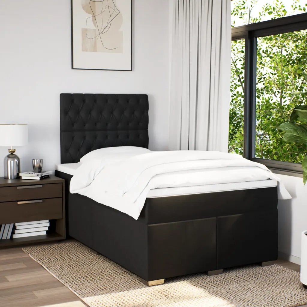 Giroletto a Molle con Materasso Nero 120x190 cm in Tessuto