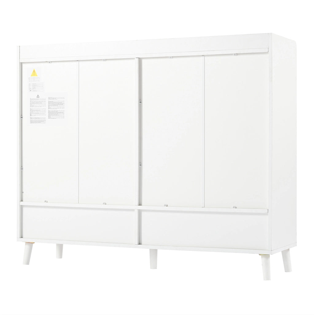 Mobile da ingresso moderno con ripiano regolabile; 1 cassetto e 4 ante; 120x35x99 cm; bianco