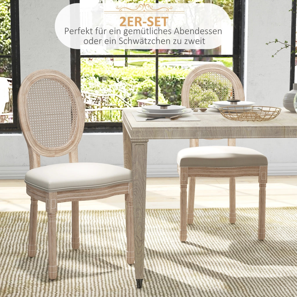 Set di 2 Sedie da Pranzo Vintage con Intreccio Vienna ¨C zephmum ¨C Naturale e Creme