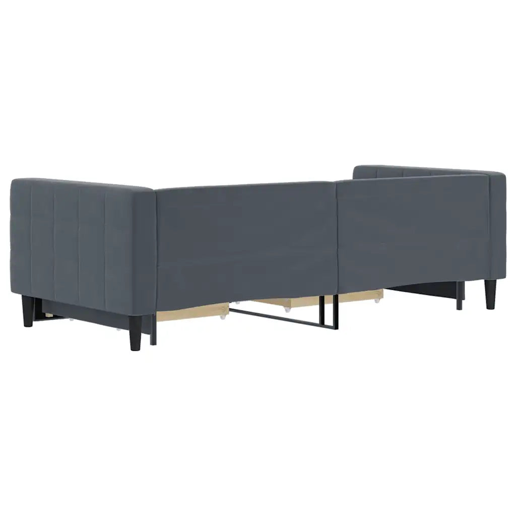 Divano Letto Estraibile Cassetti-Sofa Letto-Daybed Grigio Scuro 90x200cm Velluto 580993