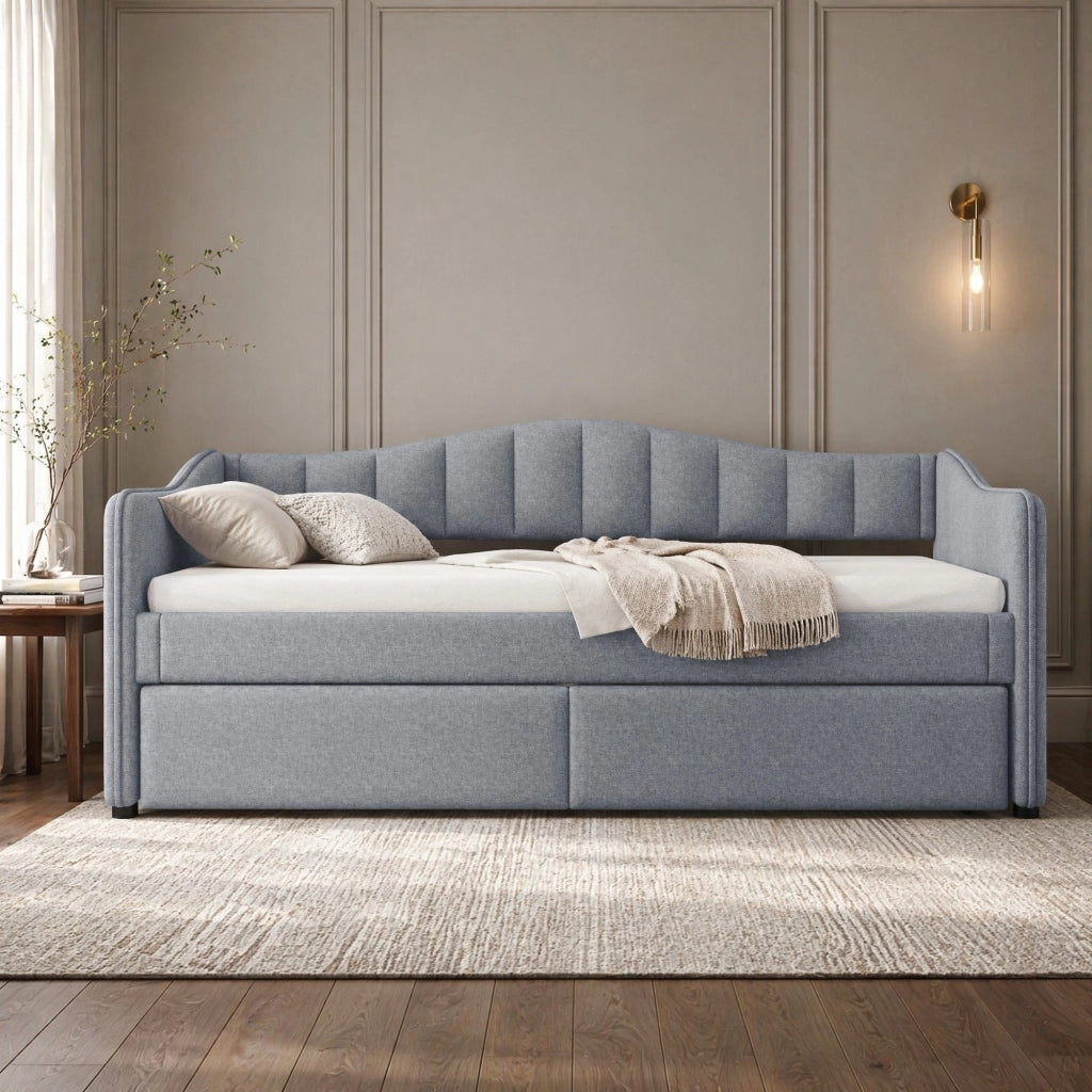 LETTO estraibile 90x200 cm in lino grigio