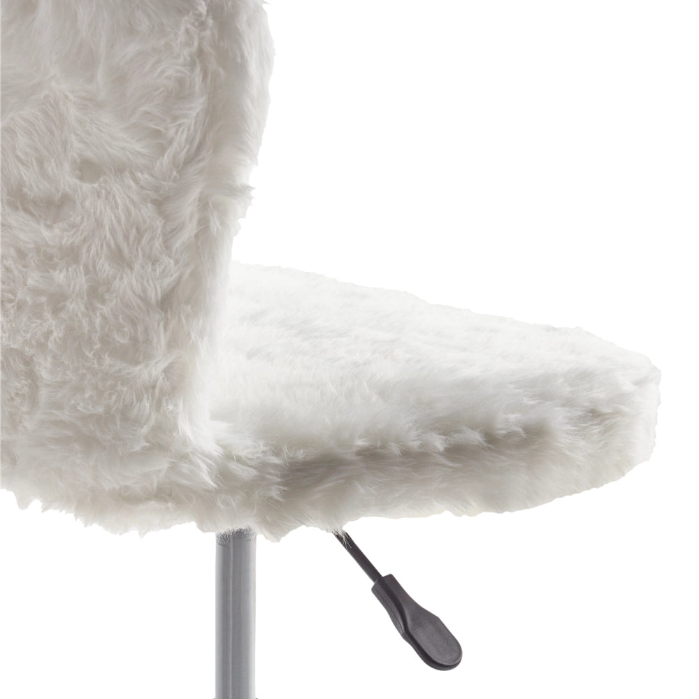 Sedia da ufficio girevole con altezza regolabile in pelle sintetica bianca stile elegante