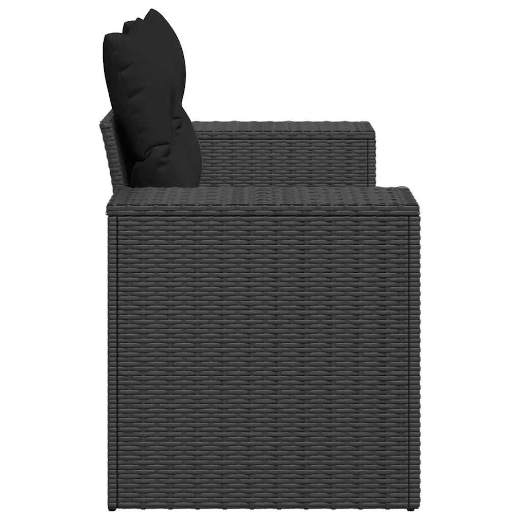 Divano da giardino con cuscini 2 posti nero in polyrattan 365992