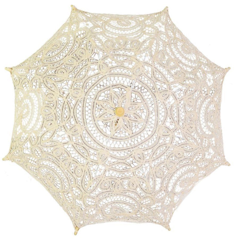 Ombrello pizzo traforato crema cm ø60x4h44