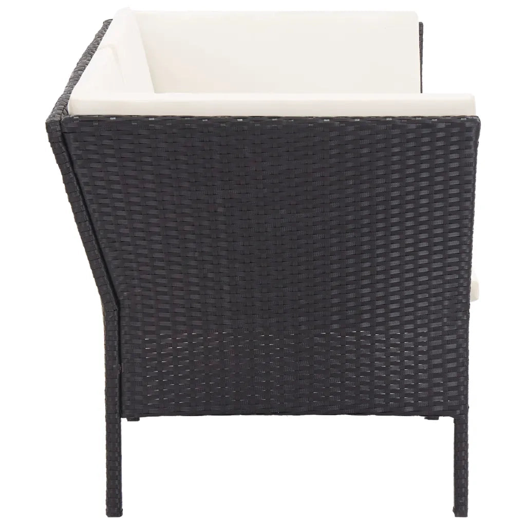 Set Divani da Giardino 8 pz con Cuscini in Polyrattan Nero 48952