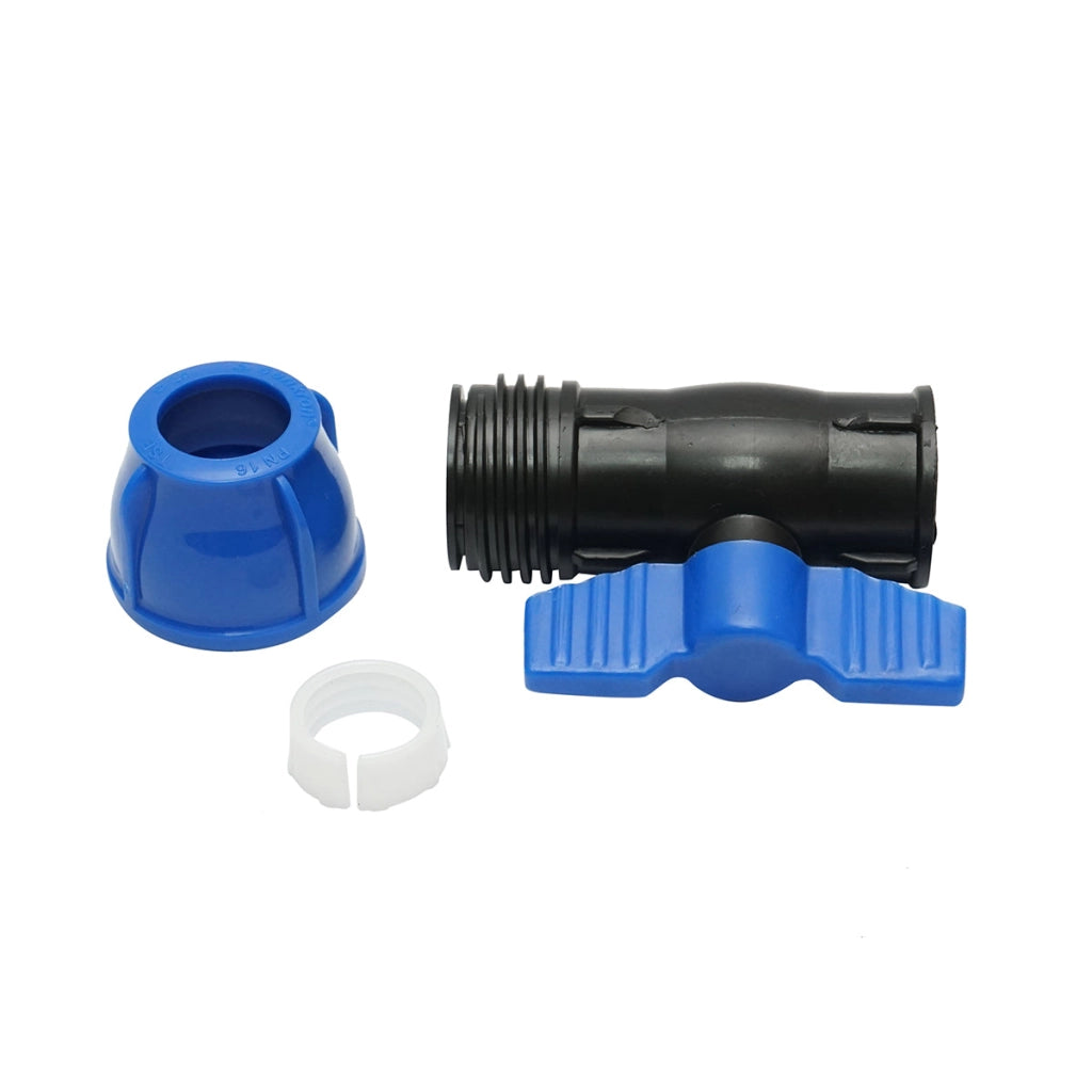 Rubinetto a giunto di compressione con filettatura interna D25mmx3/4, PN16