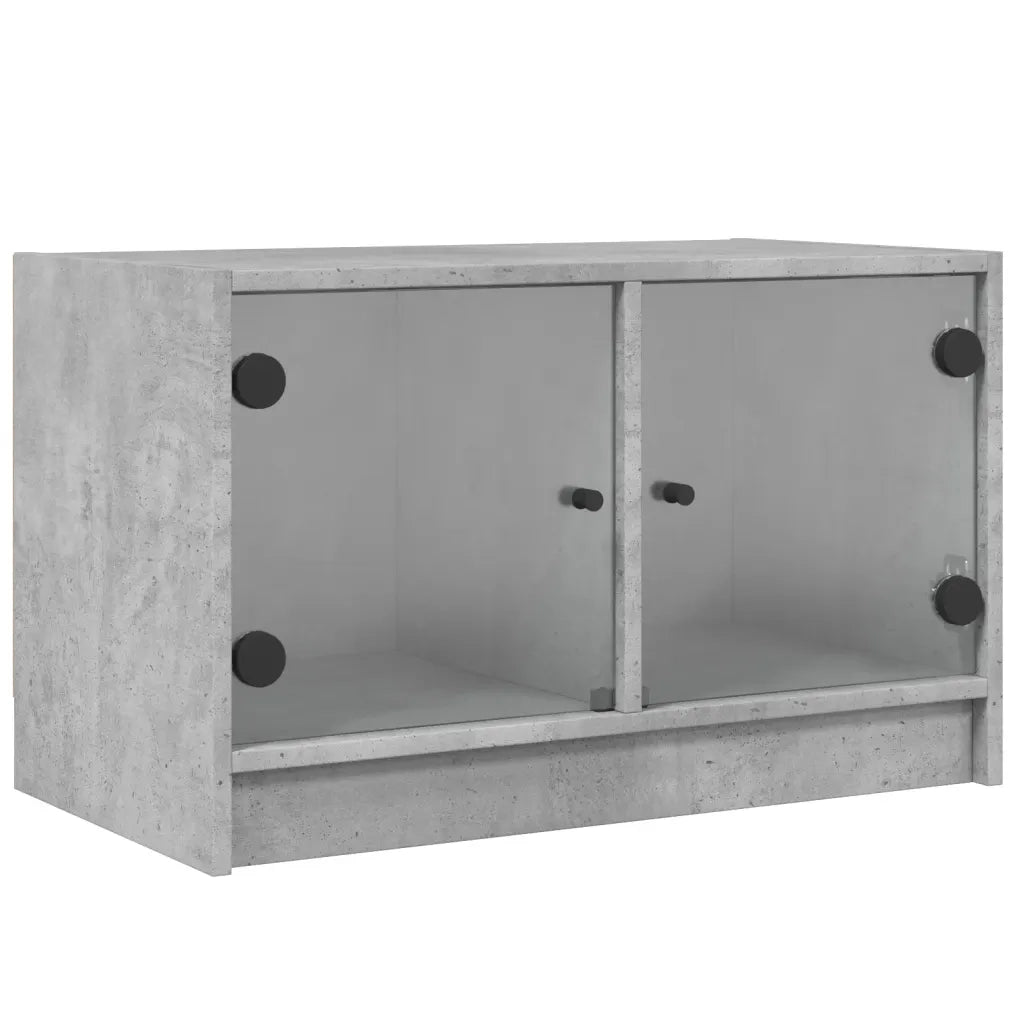 Mobile Porta TV con Ante in Vetro Grigio Cemento 68x37x42 cmcod mxl 87012