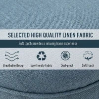 Poltrona per Salotto Imbottita con Cuscino, in Tessuto Effetto Lino e Legno, 52.5x69x77 cm, Blu